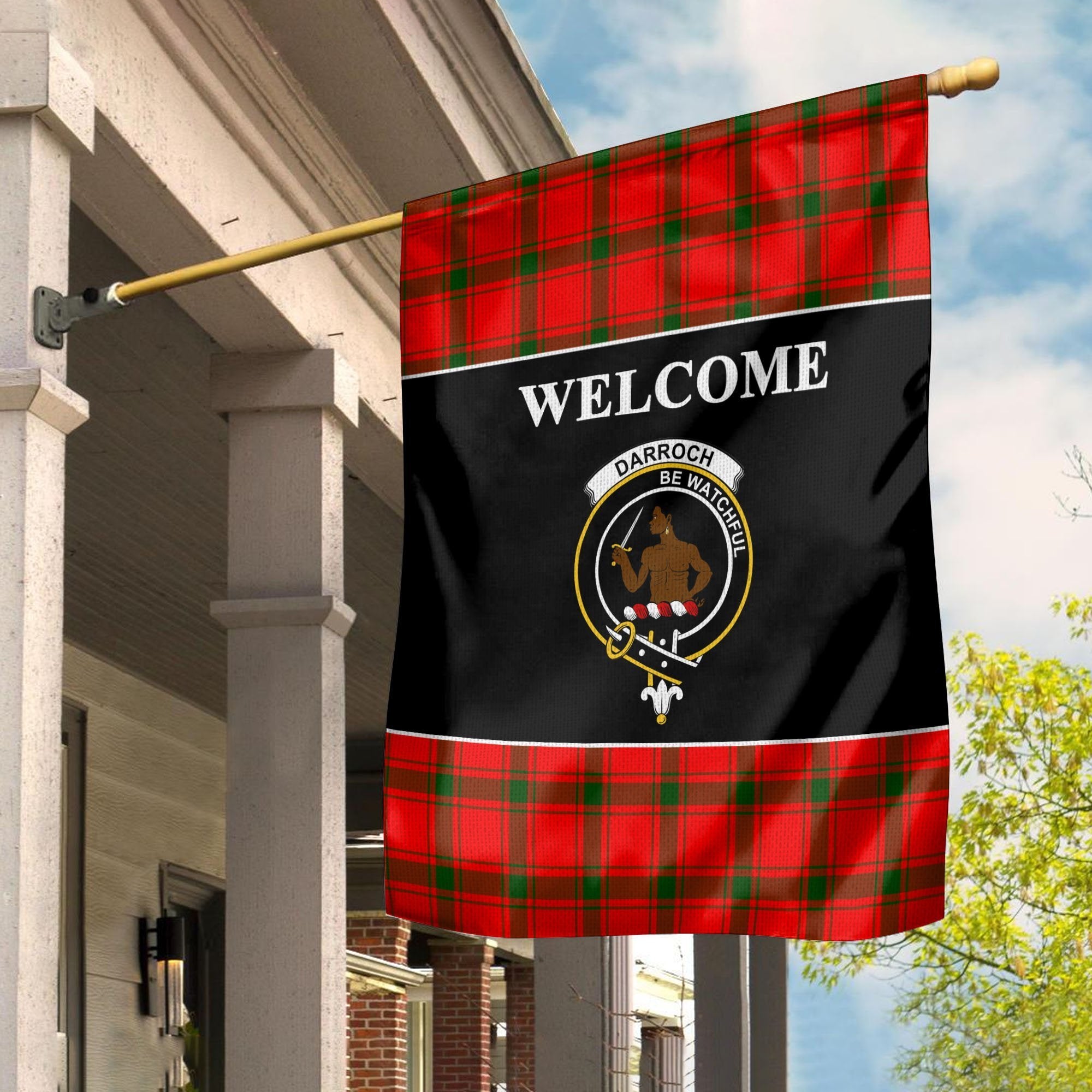 Darroch (Gourock) Tartan Crest Black Garden Flag