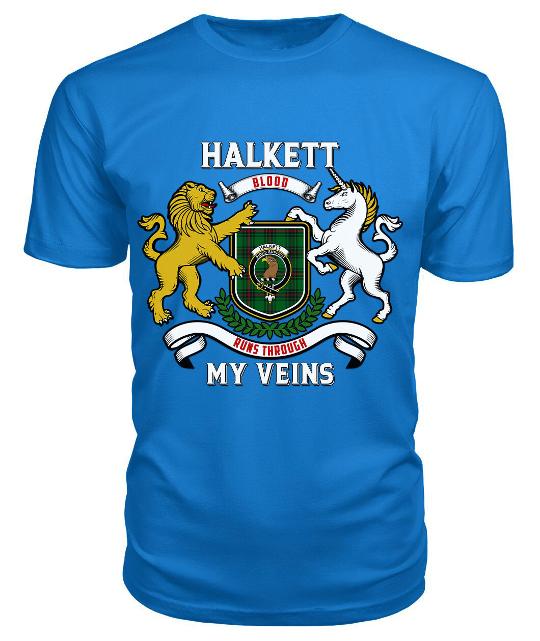 Halkett Tartan Crest 2D T-shirt - Blood Runs Through My Veins Style