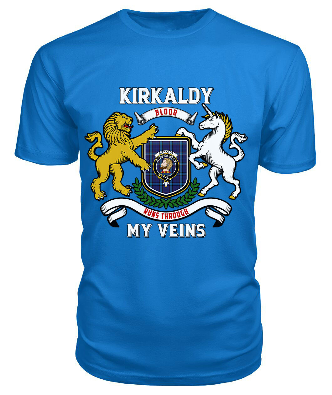 Kirkaldy Tartan Crest 2D T-shirt - Blood Runs Through My Veins Style