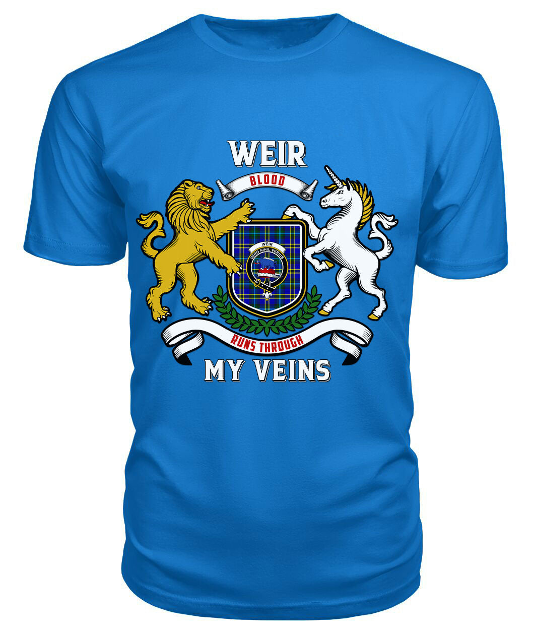 Weir Modern Tartan Crest 2D T-shirt - Blood Runs Through My Veins Style