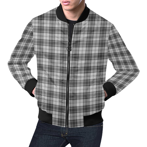 Douglas Grey Modern Tartan Bomber Jacket