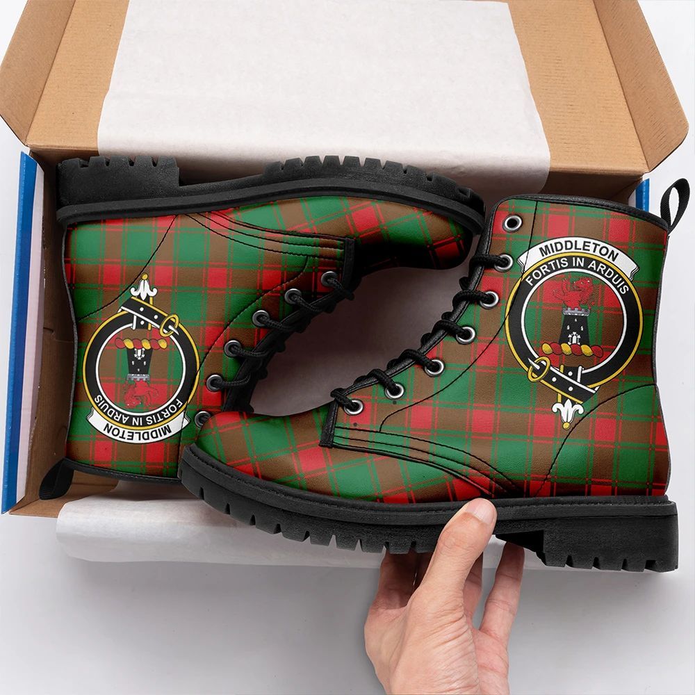 Middleton Modern Tartan Crest Leather Boots