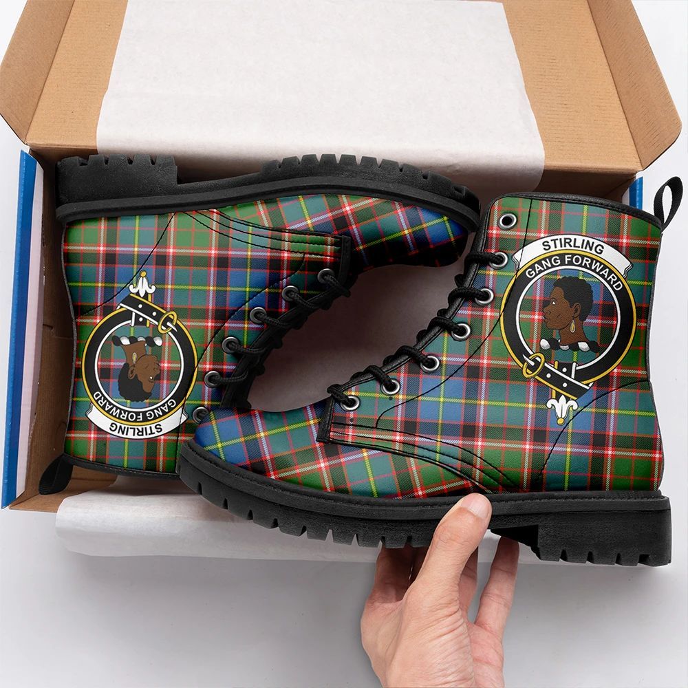 Stirling & Bannockburn District Tartan Crest Leather Boots