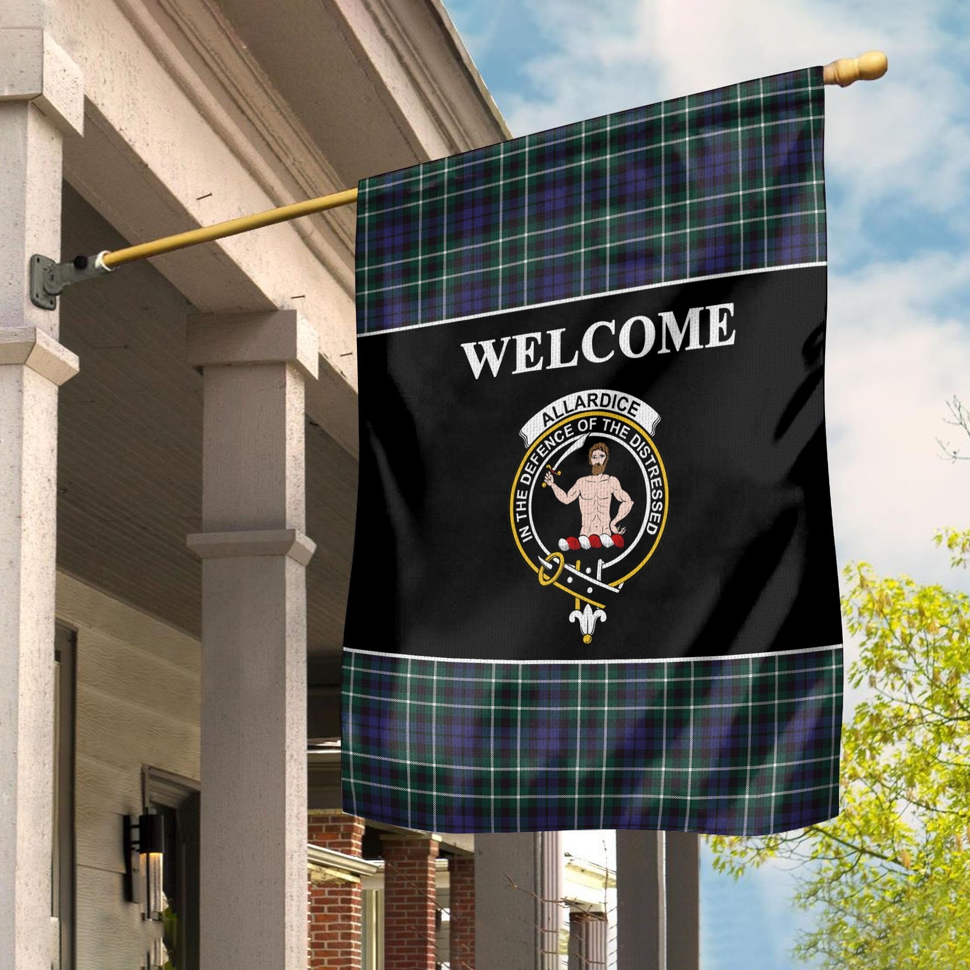 Allardice Tartan Crest Black Garden Flag