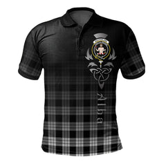 MacFarlane Black White Tartan Polo Shirt - Alba Celtic Style