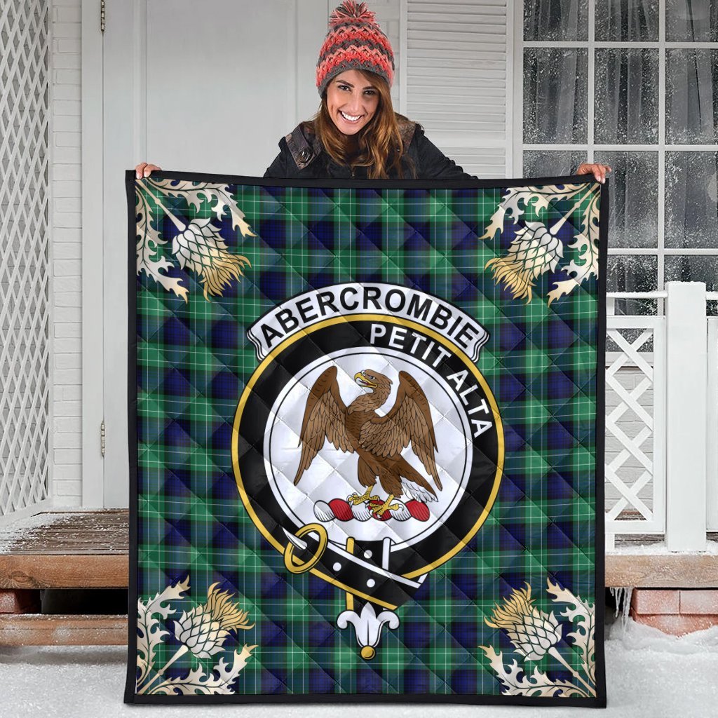 Abercrombie Tartan Crest Premium Quilt - Gold Thistle Style