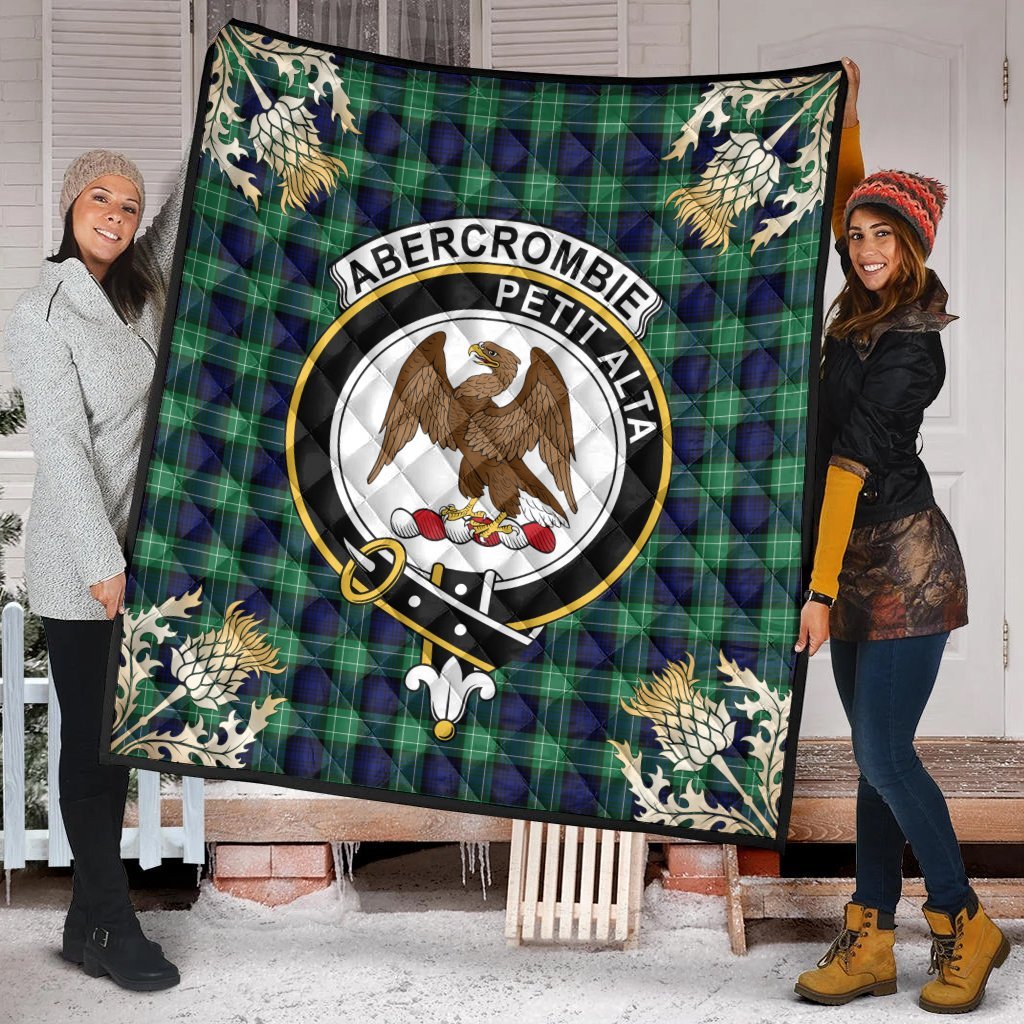 Abercrombie Tartan Crest Premium Quilt - Gold Thistle Style