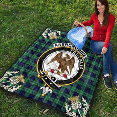 Abercrombie Tartan Crest Premium Quilt - Gold Thistle Style