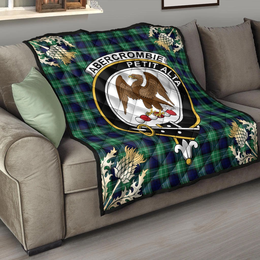 Abercrombie Tartan Crest Premium Quilt - Gold Thistle Style