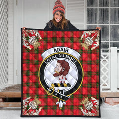 Adair Tartan Crest Premium Quilt - Gold Thistle Style