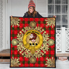 Adair Modern Tartan Crest Premium Quilt - Gold Thistle Style