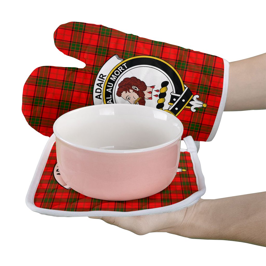 Adair Tartan Crest Oven Mitt And Pot Holder (2 Oven Mitts + 1 Pot Holder)