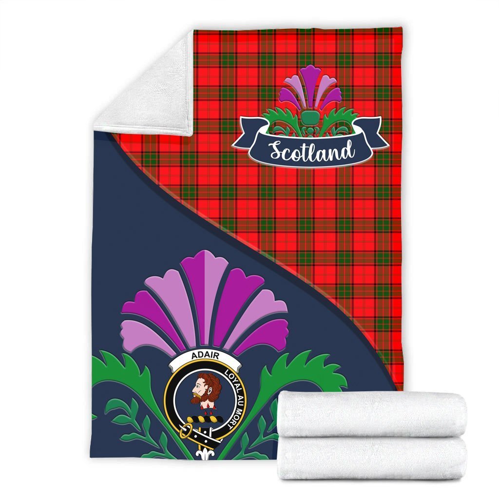 Adair Tartan Crest Premium Blanket - Thistle Style