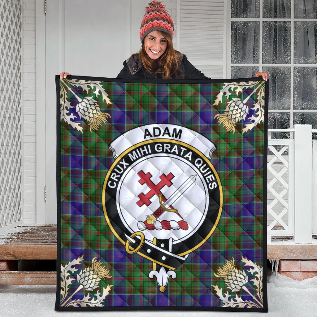 Adam Tartan Crest Premium Quilt - Gold Thistle Style