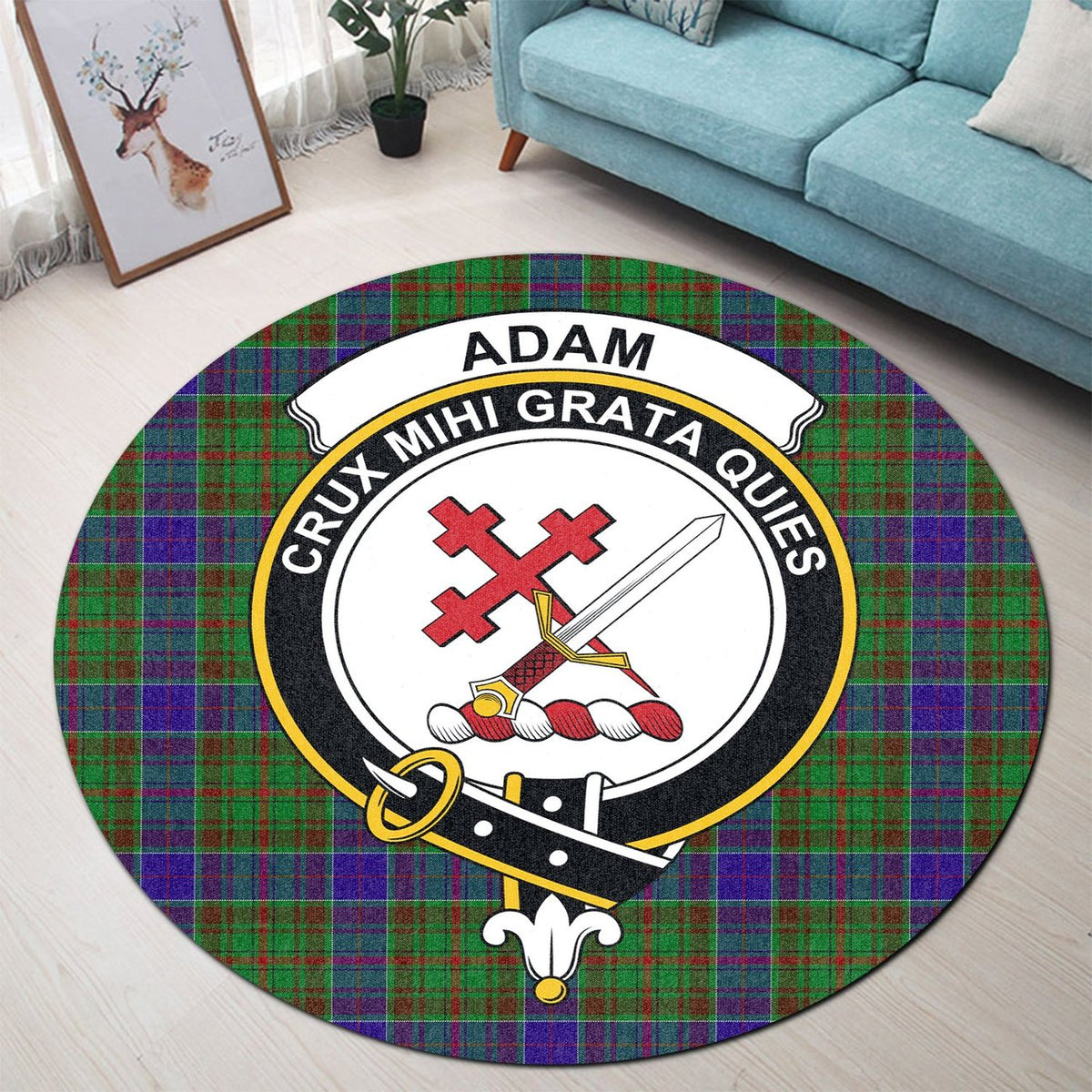 Adam Tartan Crest Round Rug