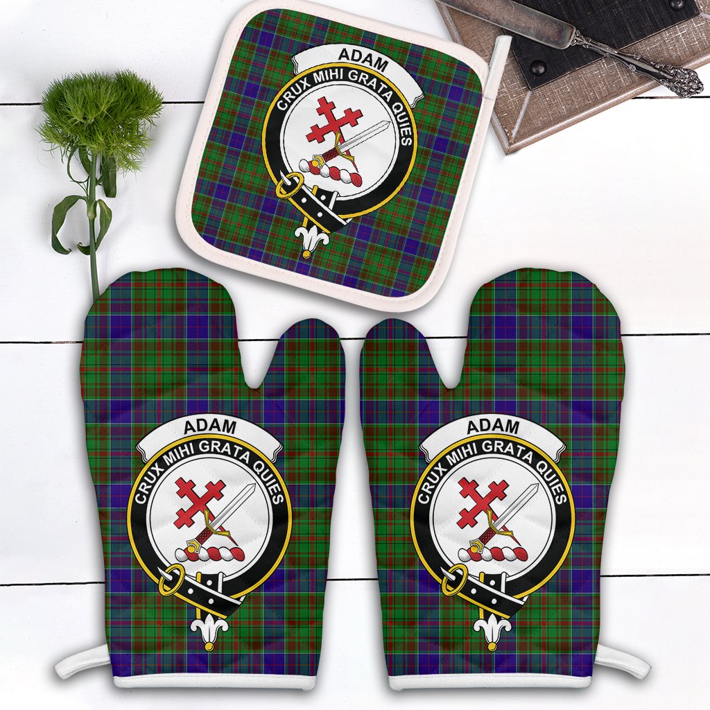 Adam Tartan Crest Oven Mitt And Pot Holder (2 Oven Mitts + 1 Pot Holder)