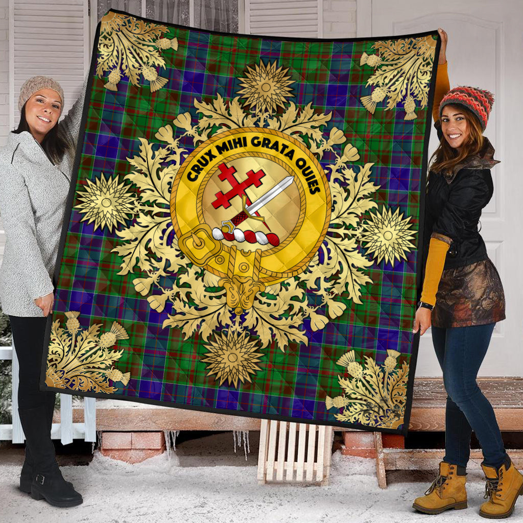 Adam Tartan Crest Premium Quilt - Gold Thistle Style