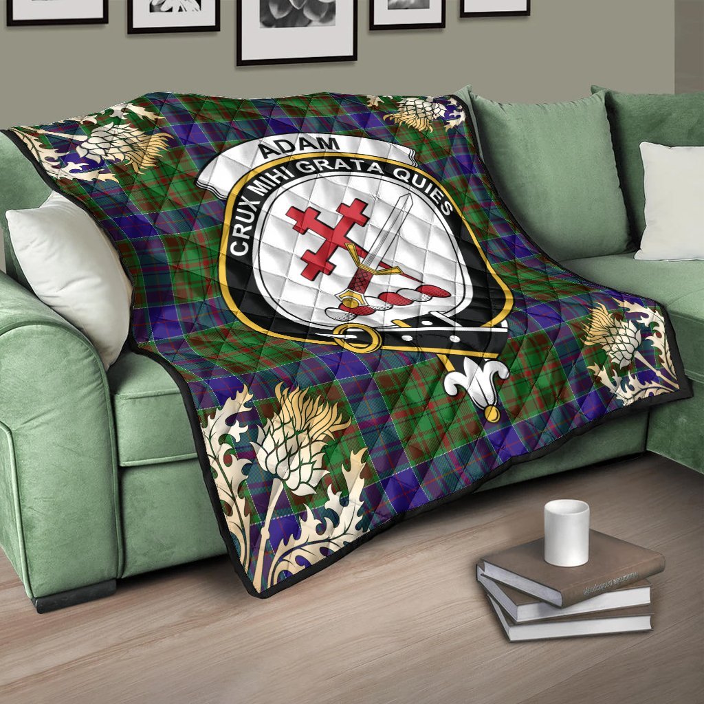 Adam Tartan Crest Premium Quilt - Gold Thistle Style