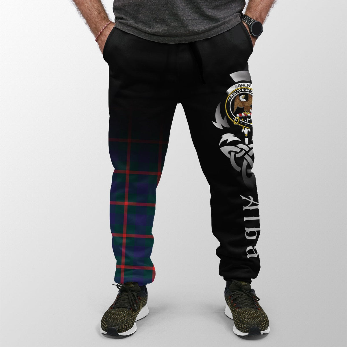 Agnew Modern Tartan Crest Jogger Sweatpants - Alba Celtic Style