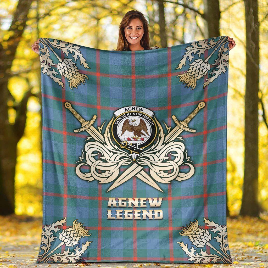 Agnew Ancient Tartan Gold Courage Symbol Blanket