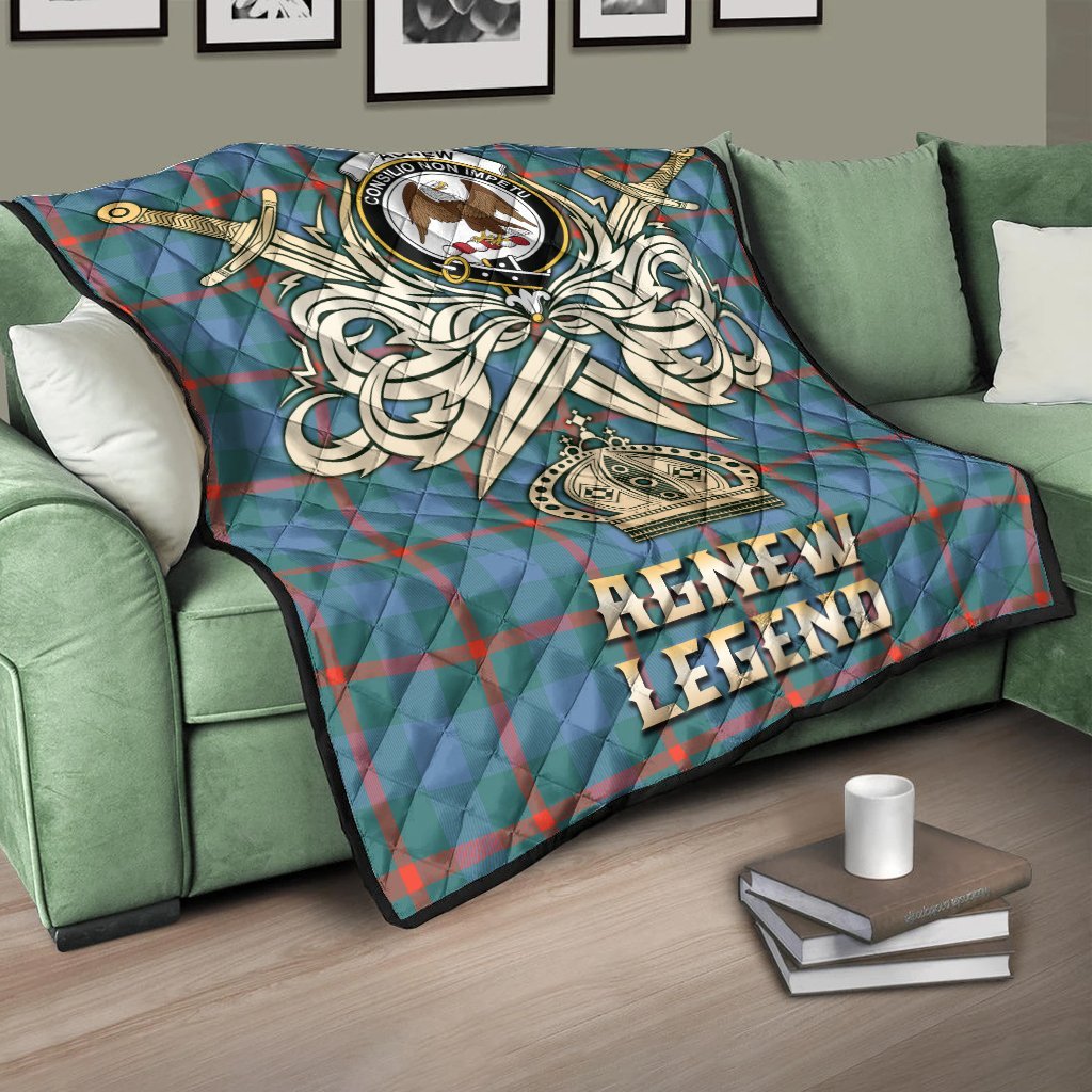 Agnew Ancient Tartan Crest Legend Gold Royal Premium Quilt