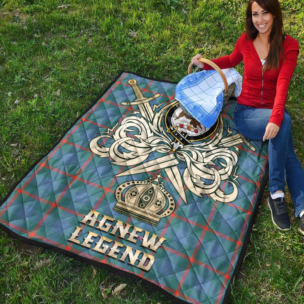 Agnew Ancient Tartan Crest Legend Gold Royal Premium Quilt