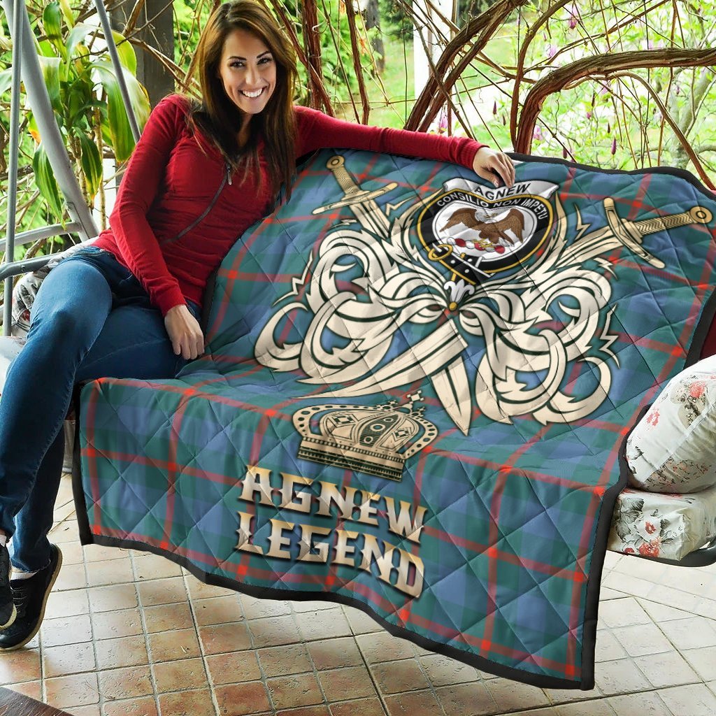 Agnew Ancient Tartan Crest Legend Gold Royal Premium Quilt