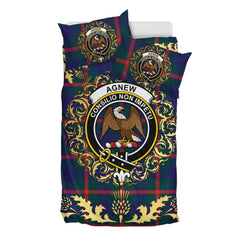 Agnew Modern Tartan Crest Bedding Set - Golden Thistle Style
