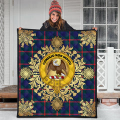 Agnew Modern Tartan Crest Premium Quilt - Gold Thistle Style