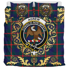Agnew Modern Tartan Crest Bedding Set - Golden Thistle Style