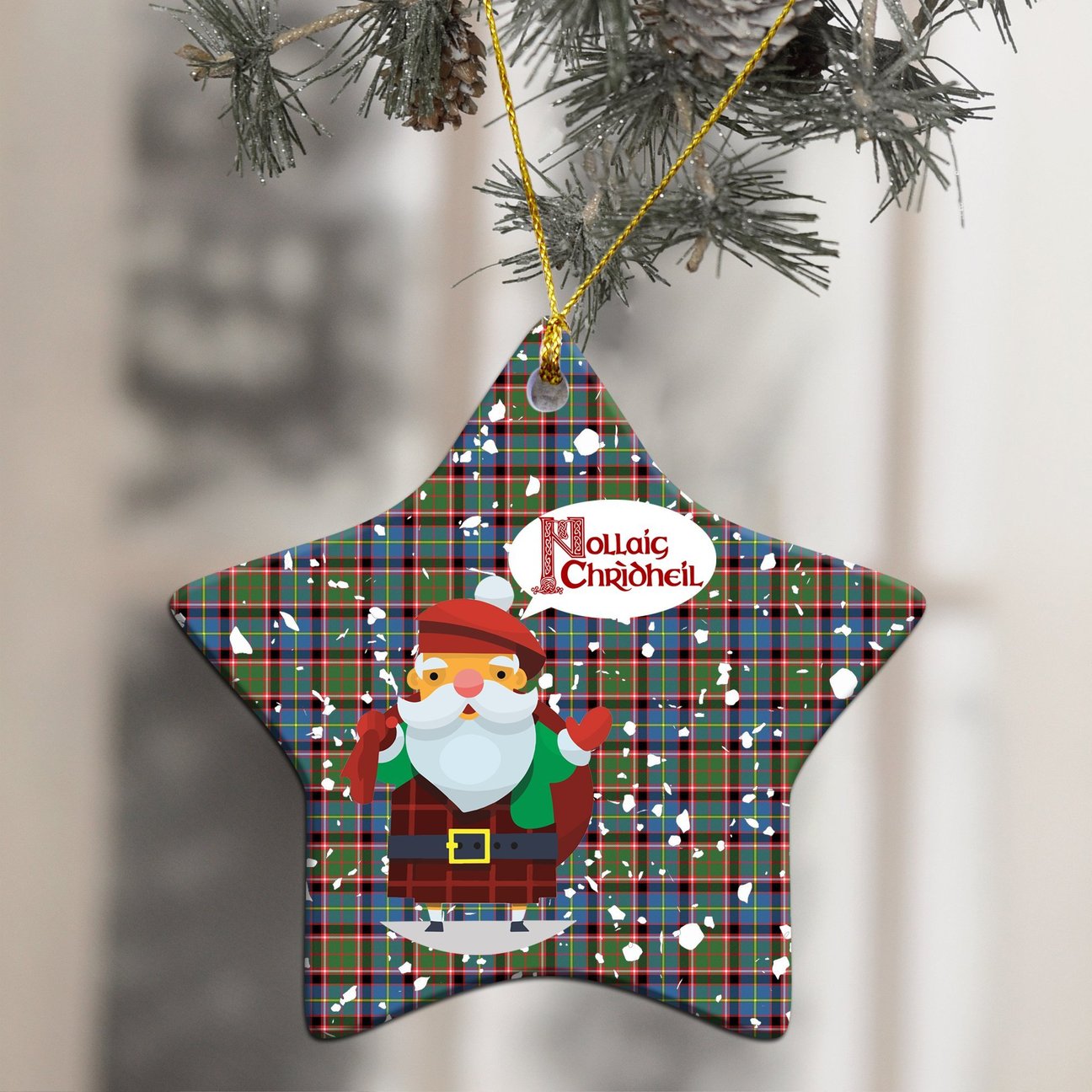 Aikenhead Tartan Christmas Ceramic Ornament - Santa Style