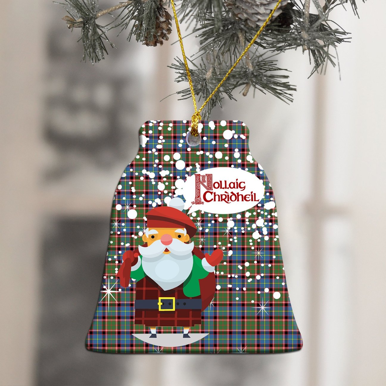 Aikenhead Tartan Christmas Ceramic Ornament - Santa Style