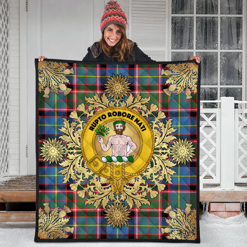 Aikenhead Tartan Crest Premium Quilt - Gold Thistle Style