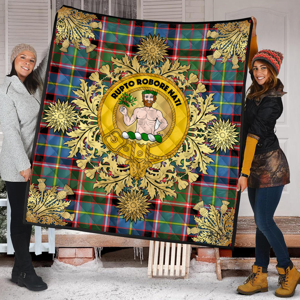 Aikenhead Tartan Crest Premium Quilt - Gold Thistle Style