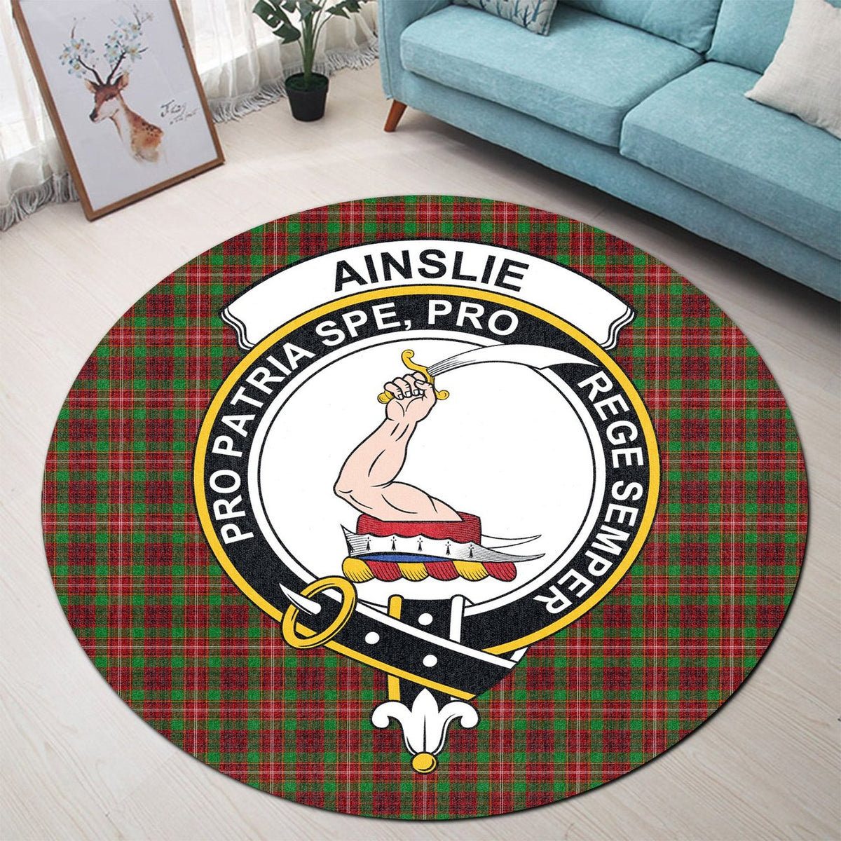 Ainslie Tartan Crest Round Rug