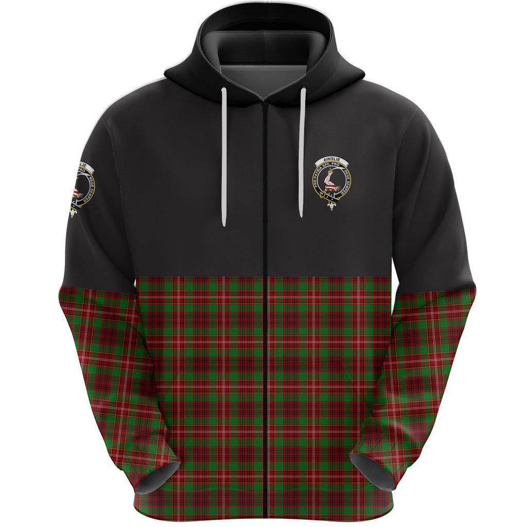 Ainslie Clan Half Of Tartan Zipper Hoodie