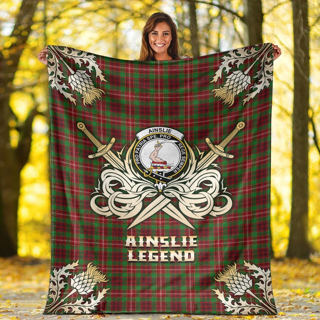 Ainslie Tartan Gold Courage Symbol Blanket