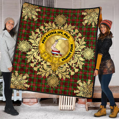 Ainslie Tartan Crest Premium Quilt - Gold Thistle Style