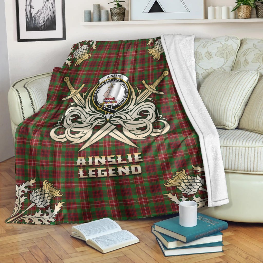 Ainslie Tartan Gold Courage Symbol Blanket