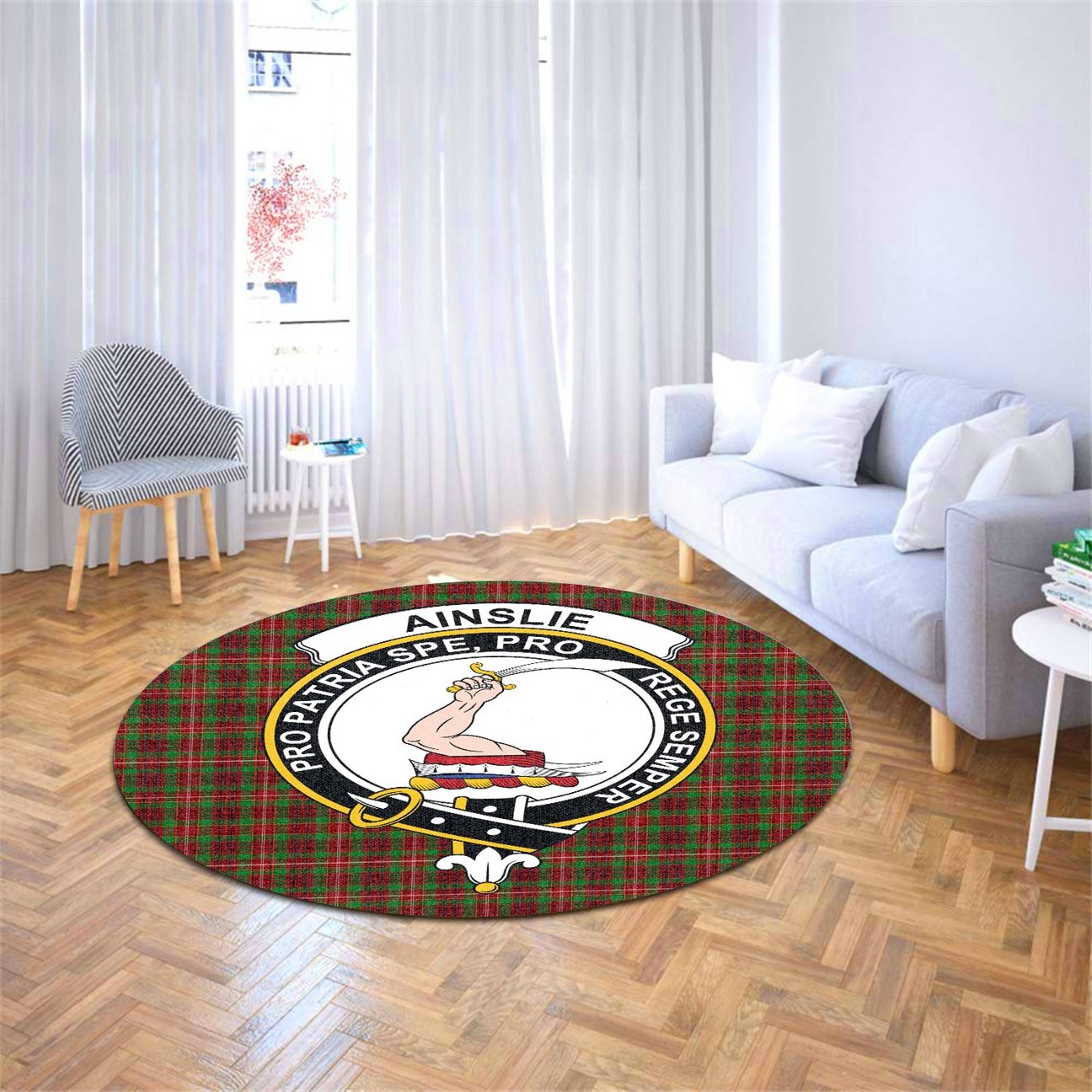 Ainslie Tartan Crest Round Rug