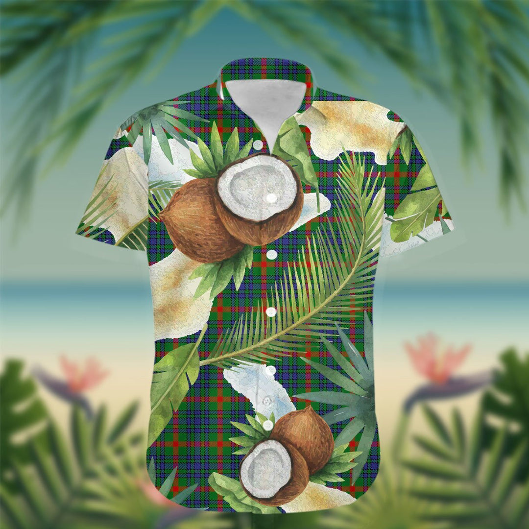 Aiton Tartan Hawaiian Shirt Hibiscus, Coconut, Parrot, Pineapple - Tropical Garden Shirt