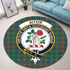 Aiton Tartan Crest Round Rug