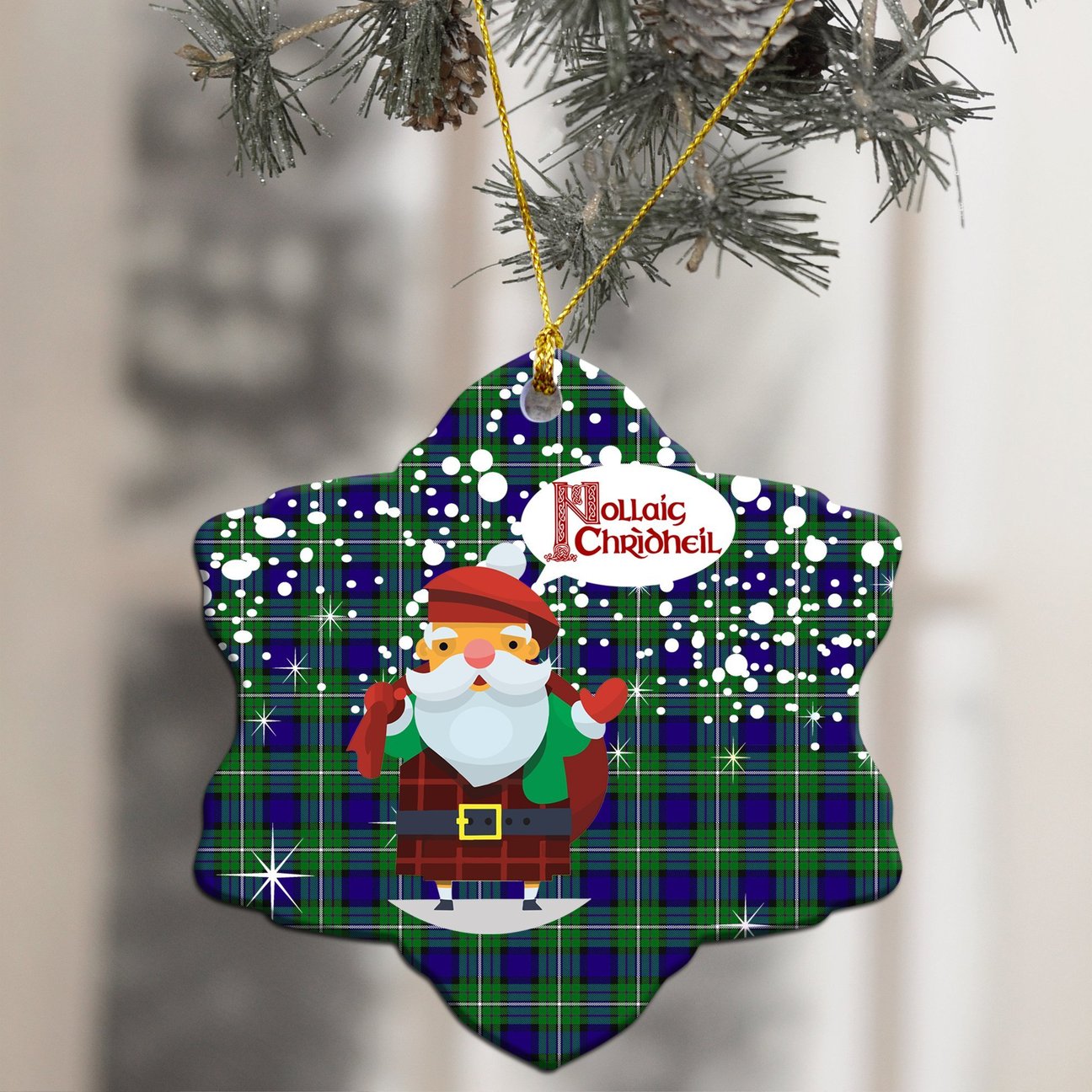 Alexander Tartan Christmas Ceramic Ornament - Santa Style