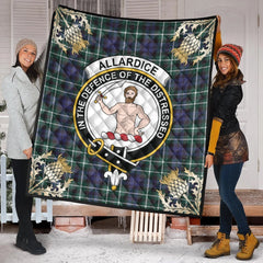 Allardice Tartan Crest Premium Quilt - Gold Thistle Style