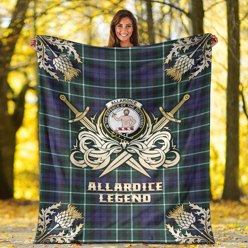 Allardice Tartan Gold Courage Symbol Blanket