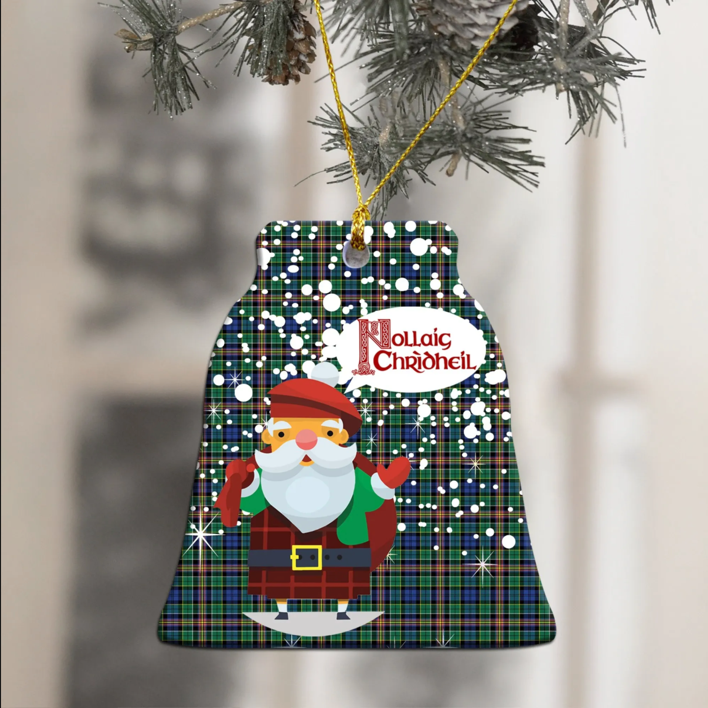 Allison Tartan Christmas Ceramic Ornament - Santa Style