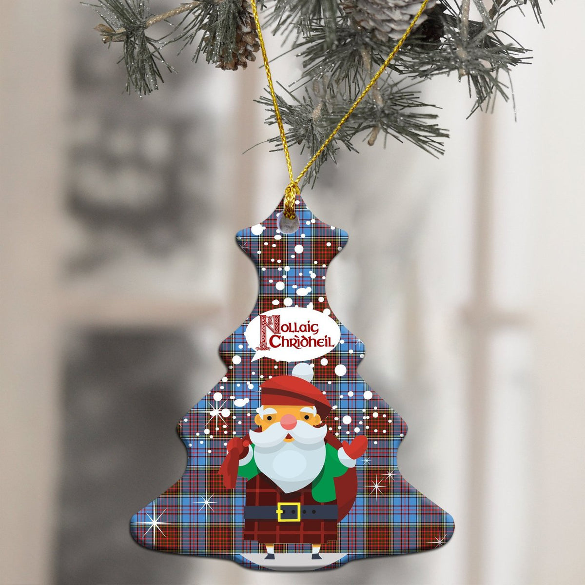 Anderson Modern Tartan Christmas Ceramic Ornament - Santa Style