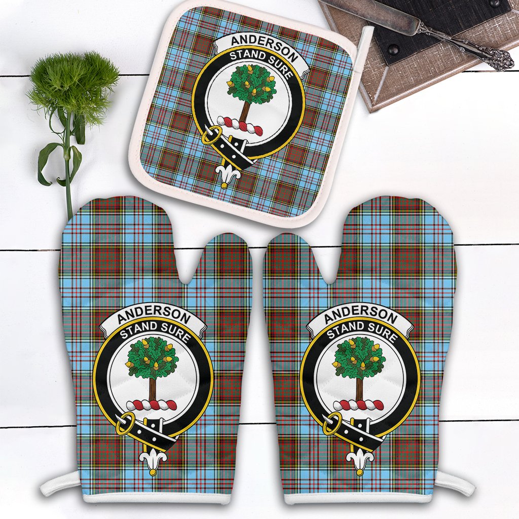 Anderson Ancient Tartan Crest Oven Mitt And Pot Holder (2 Oven Mitts + 1 Pot Holder)