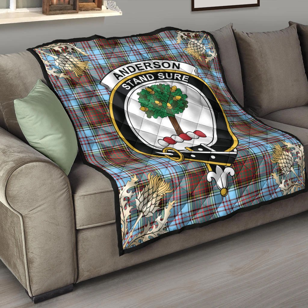 Anderson Ancient Tartan Crest Premium Quilt - Gold Thistle Style