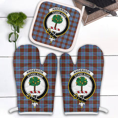 Anderson Modern Tartan Crest Oven Mitt And Pot Holder (2 Oven Mitts + 1 Pot Holder)